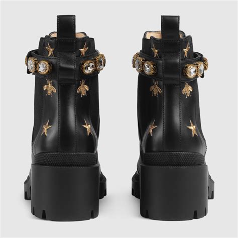 embroidered gucci boots|Gucci Black Embroidered Leather Ankle Boot With Belt .